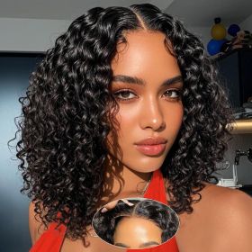 Short Bob Curly Human Hair Wigs With Bangs 100% Brazilian Real Human Hair Wig For Black Women 12 Inch Bob Wigs Glueless kinky Curly Machine Made